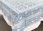 Blue Lotus Hand Block Rectangle Table Cover /Cloth